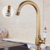 Kitchen Sink Faucet Retro Brass 360 Swivel Single Handle Cold Lever Antique Vintage Bronze